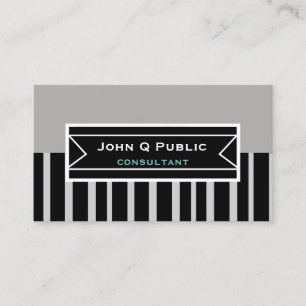Carte De Visite moderne chic noir rayures personnalisées double fa