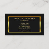 Carte De Visite Moderne chic or noir motif professionnel (Dos)