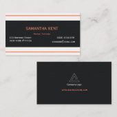 Carte De Visite Moderne chic orange et noir (Devant / Derrière)