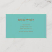 Carte De Visite Moderne chic pastel bleu turquoise or fleur (Dos)