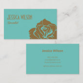 Carte De Visite Moderne chic pastel bleu turquoise or fleur (Devant / Derrière)