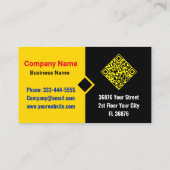 Carte De Visite Moderne Chic Professional (QR Code) Black Gold (Dos)