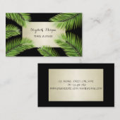 Carte De Visite Moderne Chic Professionnel, Noir, Feuille de Palme (Devant / Derrière)