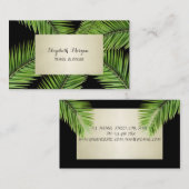 Carte De Visite Moderne Chic Professionnel, Noir, Feuilles de Palm (Devant / Derrière)