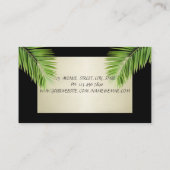 Carte De Visite Moderne Chic Professionnel, Noir, Feuilles de Palm (Dos)