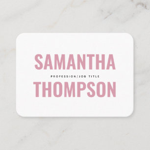 Carte De Visite Moderne Chic Rose & Blanc Professionnel