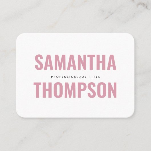 Carte De Visite Moderne Chic Rose & Blanc Professionnel (Devant)