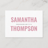 Carte De Visite Moderne Chic Rose & Blanc Professionnel (Devant)