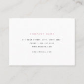 Carte De Visite Moderne Chic Rose & Blanc Professionnel (Dos)