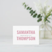 Carte De Visite Moderne Chic Rose & Blanc Professionnel (Debout devant)