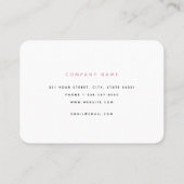 Carte De Visite Moderne Chic Rose & Blanc Professionnel (Dos)