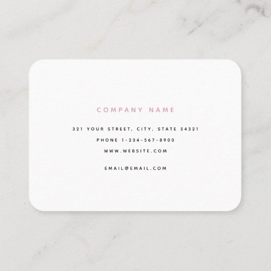 Carte De Visite Moderne Chic Rose & Blanc Professionnel (Dos)