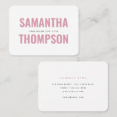 Carte De Visite Moderne Chic Rose & Blanc Professionnel (Devant / Derrière)