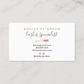 Carte De Visite Moderne chic rose or lashes gris brosse (Dos)