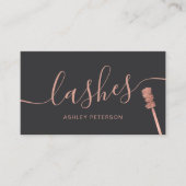 Carte De Visite Moderne chic rose or lashes gris brosse (Devant)