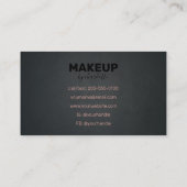 Carte De Visite Moderne Chic Salon de Coiffure Noir Artiste maquil (Dos)