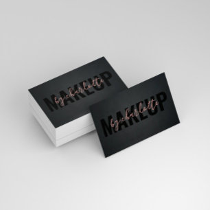 Carte De Visite Moderne Chic Salon de Coiffure Noir Artiste maquil