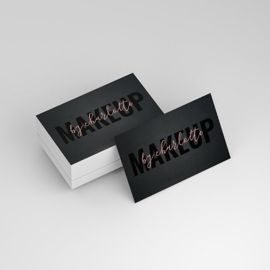 Carte De Visite Moderne Chic Salon de Coiffure Noir Artiste maquil