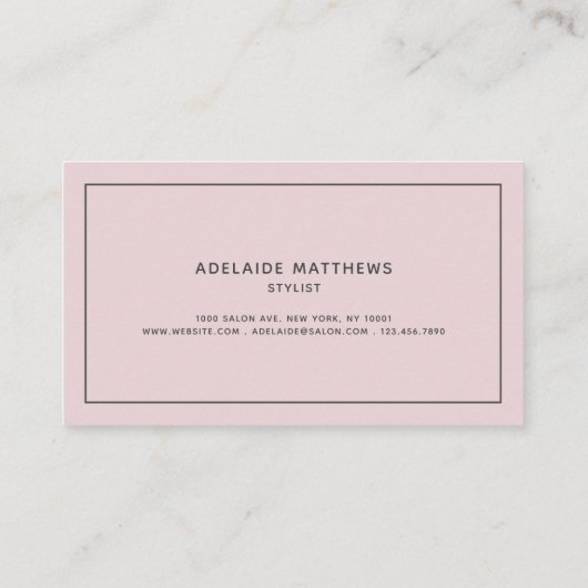 Carte De Visite Moderne Chic tendance Blush Pink coiffure script (Dos)