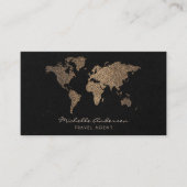 Carte De Visite Moderne Chic Travel Agent World Map parties scinti (Devant)