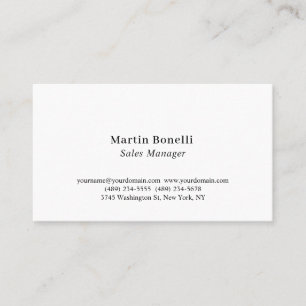 Carte De Visite Moderne Classique Professionnel Noir & Blanc