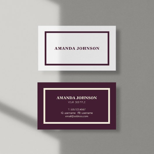 Carte De Visite Moderne Clean Simple Blanc & Purple Décontracté