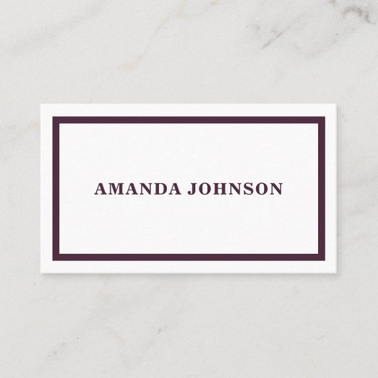 Carte De Visite Moderne Clean Simple Blanc & Purple Décontracté (Devant)