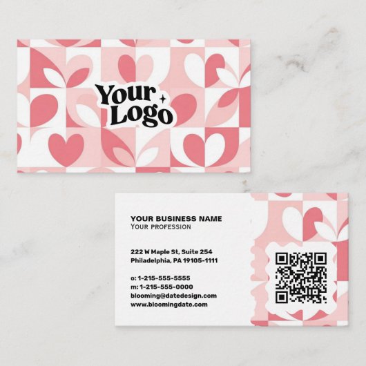 Carte de visite moderne – Code QR & logo (Devant / Derrière)