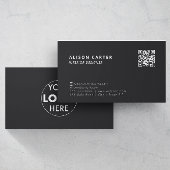 Carte de visite moderne | Code QR + logo | Noir de