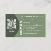 Carte De Visite Moderne Code QR Média Sociaux Abstrait Vert Forêt (Dos)