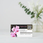 Carte De Visite Moderne, code QR personnalisé, orchidée, marbre (Debout devant)