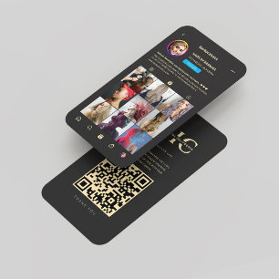 Carte De Visite Moderne coiffeur Monogramme noir Instagram