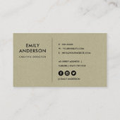 CARTE DE VISITE MODERNE CONTEMPORAIN KRAFT BLUSH ROSE PINK FEUILLE (Dos)