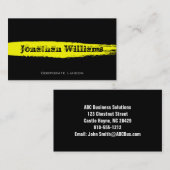 Carte de visite moderne contemporain noir et jaune (Devant / Derrière)