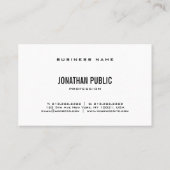Carte De Visite Moderne Cool Noir Blanc Plat Professionnel Luxe (Dos)