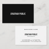 Carte De Visite Moderne Cool Noir Blanc Plat Professionnel Luxe (Devant / Derrière)