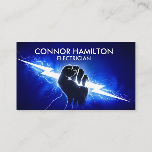 Carte De Visite Moderne Cool tendance Bleu Éclair Electricien Busi (Dos)