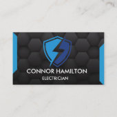 Carte De Visite Moderne Cool tendance Blue Lightning Electrician (Dos)