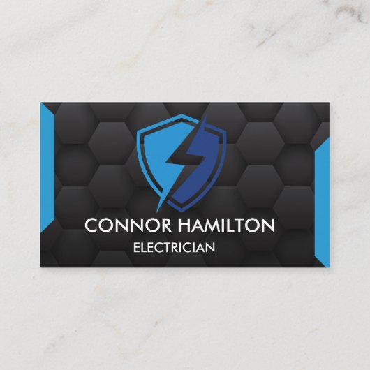 Carte De Visite Moderne Cool tendance Blue Lightning Electrician (Dos)