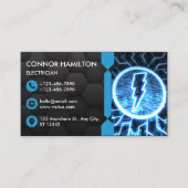 Carte De Visite Moderne Cool tendance Blue Lightning Electrician (Devant)