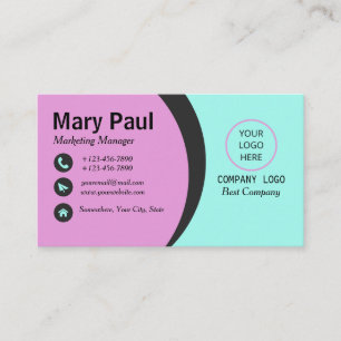 Carte de visite moderne corporate violet et aqua