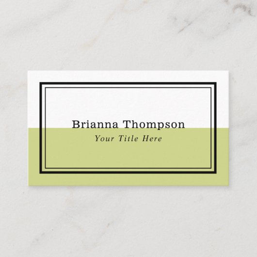 Carte De Visite Moderne couleur deux tons bloc Lime vert (Devant)