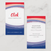 Carte De Visite MODERNE COURBE DESIGN minimum commerce rouge marin (Devant / Derrière)