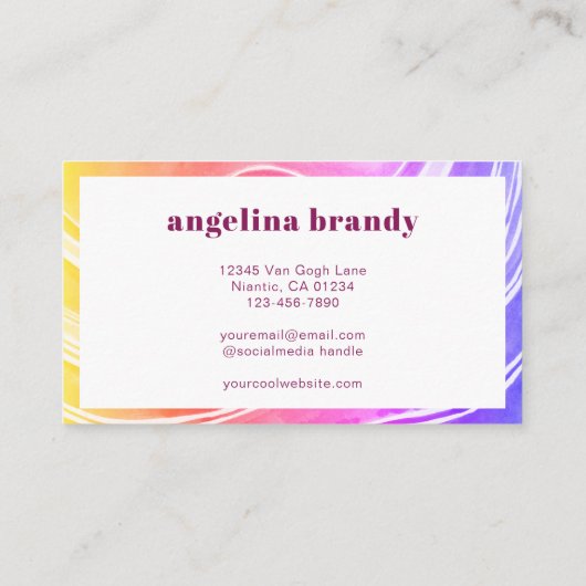 Carte De Visite Moderne Créatif Abstrait Arc-en-ciel rayures ondul (Dos)