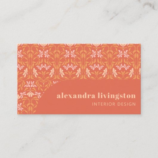 Carte De Visite Moderne Créatif Orange Botanique Professionnel (Devant)