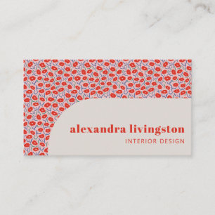 Carte De Visite Moderne Créatif Scandinave Floral Rouge