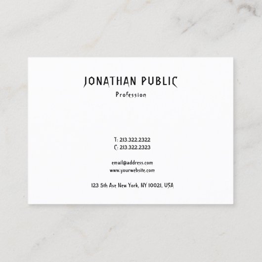 Carte De Visite Moderne Créatif Simple Modèle Professionnel Luxe (Dos)