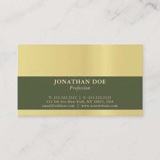 Carte De Visite Moderne Creative Black and Gold Luxe (Devant)