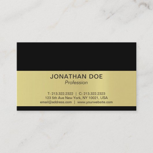 Carte De Visite Moderne Creative Black and Gold Luxe (Devant)