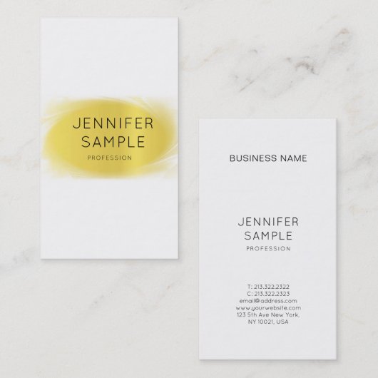 Carte De Visite Moderne Creative Gold Design Professionnel Plain (Devant / Derrière)